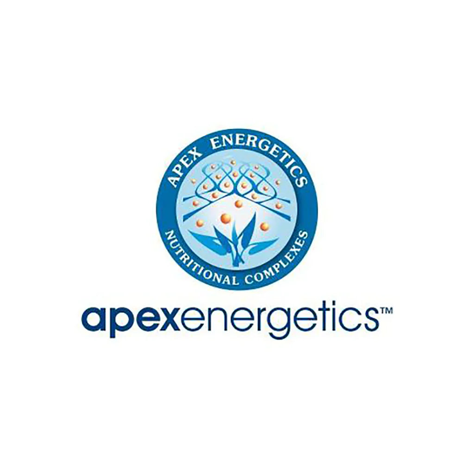 Apex Energetics Nutritional Complexes logo with abstract blue and orange design on white background