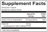 Vitamin K2 with D3 30 or 60 caps