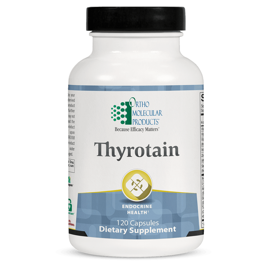 Thyrotain 120 capsules dietary supplement bottle for endocrine health support
