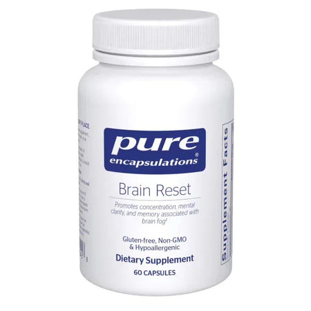 Pure Encapsulations Brain Reset supplement bottle, 60 capsules, supports mental clarity