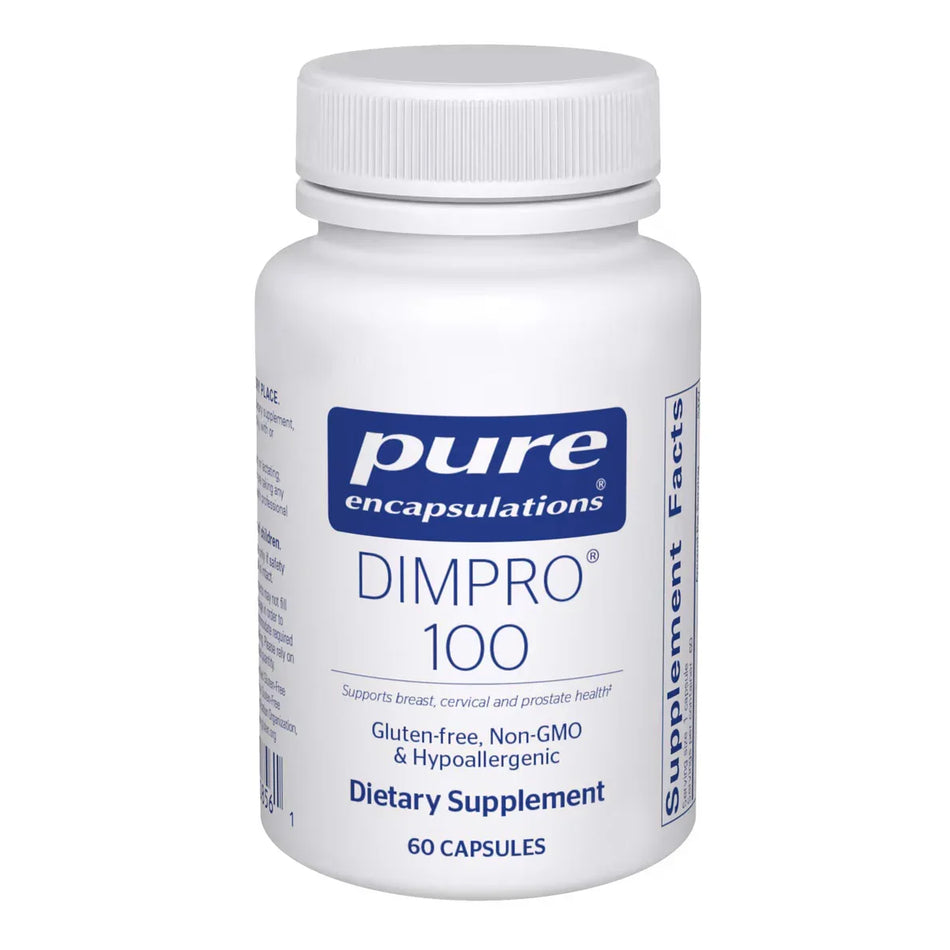 Pure Encapsulations DIMPRO 100 dietary supplement bottle, 60 capsules, gluten-free, non-GMO