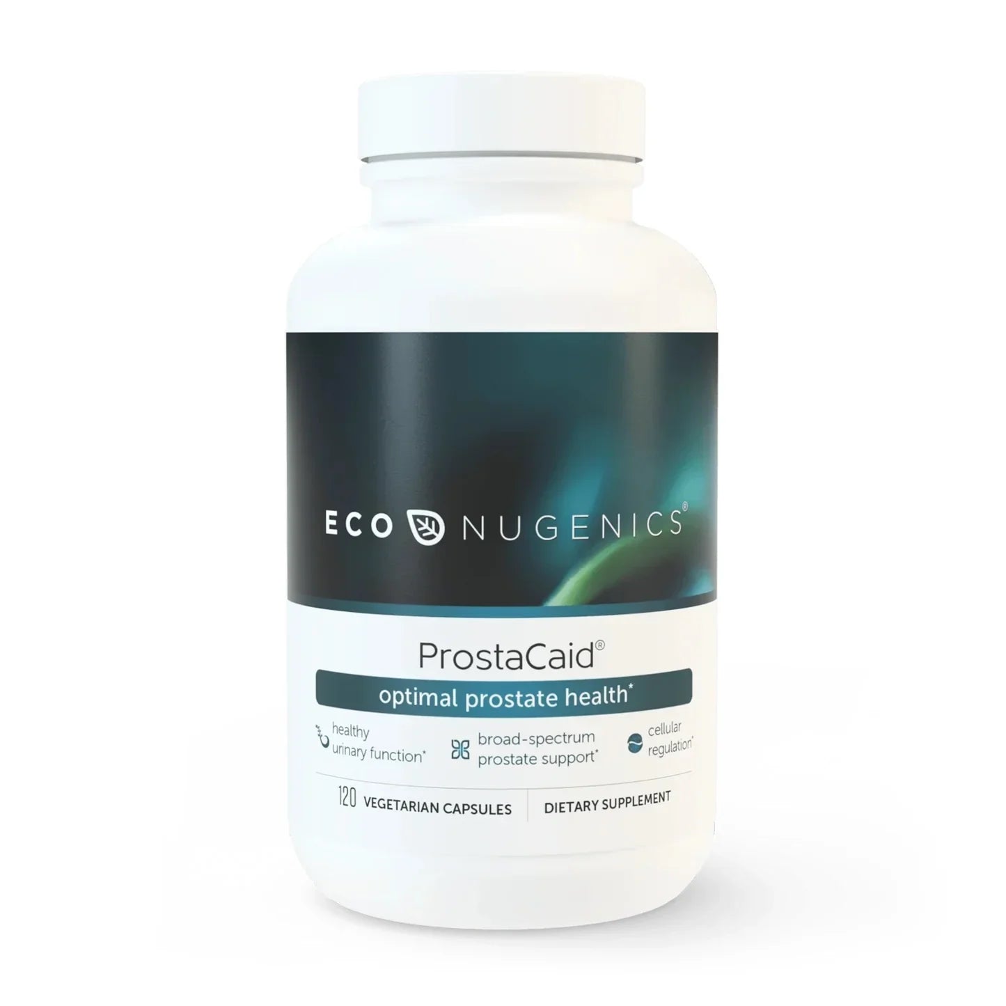 EcoNugenics ProstaCaid dietary supplement bottle for prostate health, 120 capsules