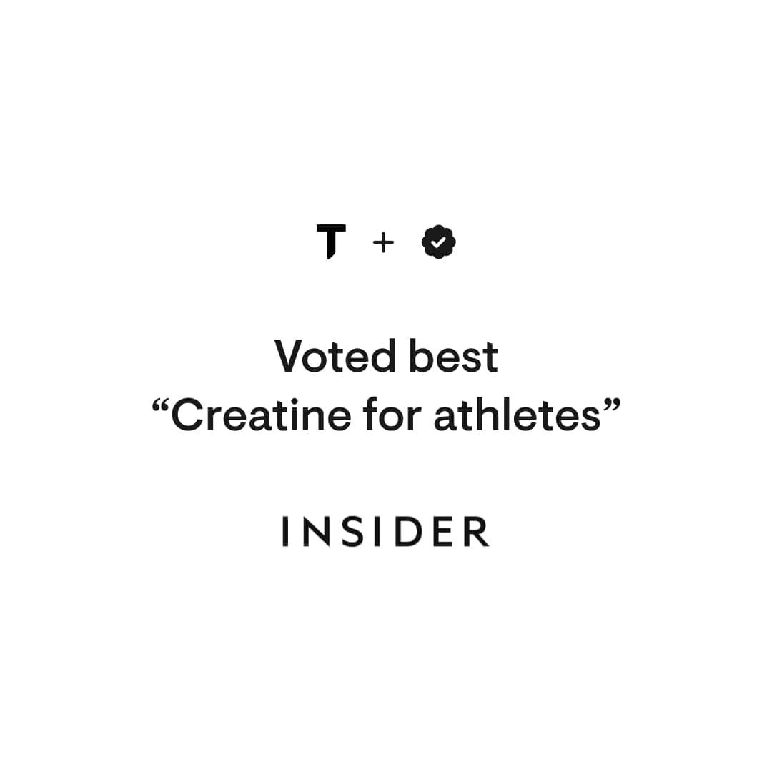 Text image stating 'Voted best creatine for athletes' by Insider, white background.