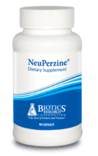 NeuPerzine dietary supplement bottle with blue and white label, 60 capsules
