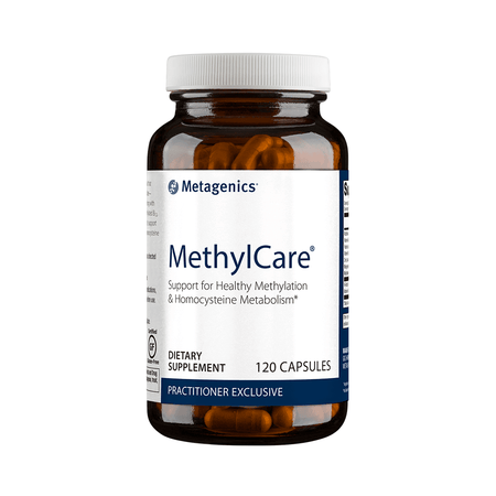 MethylCare dietary supplement bottle, 120 capsules for methylation and homocysteine support