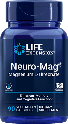 Neuro-Mag Magnesium L-Threonate supplement bottle, 90 vegetarian capsules, dietary supplement