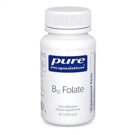 Pure Encapsulations B12 Folate hypoallergenic dietary supplement bottle, 60 capsules