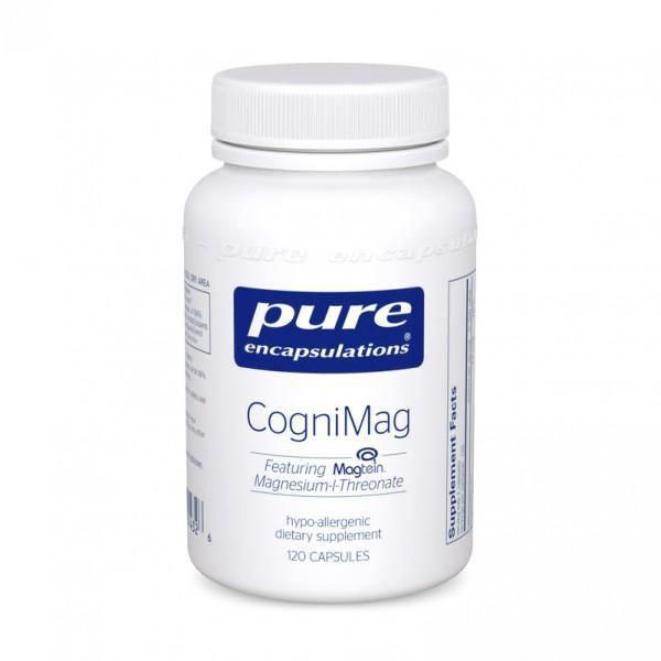 Pure Encapsulations CogniMag magnesium threonate supplement bottle, 120 capsules